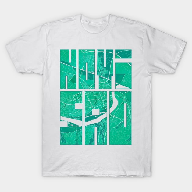 Novi Sad, Serbia City Map Typography - Watercolor T-Shirt by deMAP Studio